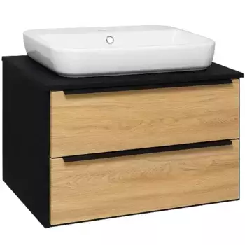 Тумба с раковиной «Runo» Мальта 70 (Купер 56) подвесная дуб/чёрная
