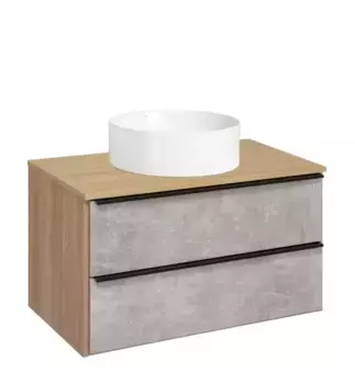 Тумба с раковиной «Runo» Мальта 85 (Palla D41) подвесная серая/дуб