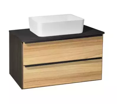 Тумба с раковиной «Runo» Мальта 85 (Tre 48) подвесная дуб/чёрная