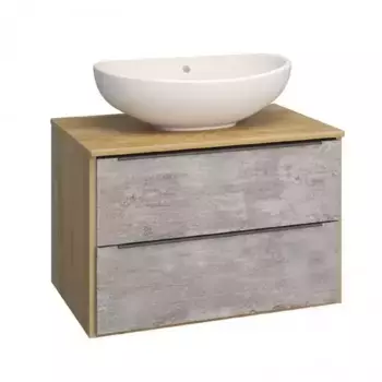 Тумба с раковиной «Runo» Мальта 85 (Гамма 56) подвесная серая/дуб