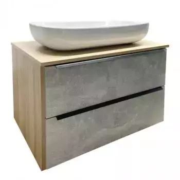 Тумба с раковиной «Runo» Мальта 85 (Infinity 60/36) подвесная серая/дуб