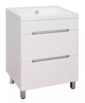 Тумба с раковиной «Runo» Парма 60 с ящиками (Omega 60) белая