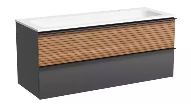 Тумба с раковиной «Sancos» Delta 119,5 (Element 121/46 двойная) подвесная дуб красный/графит