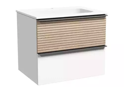 Тумба с раковиной «Sancos» Delta 59 (Element 61/46) подвесная дуб светлый/белая