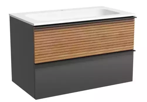 Тумба с раковиной «Sancos» Delta 79 (Element 81/46) подвесная дуб красный/графит