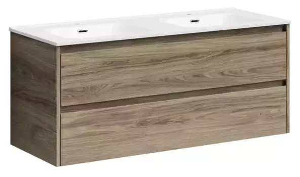 Тумба с раковиной «Sancos» Libra 120 (Element 121/46 двойная) подвесная дуб чарльстон