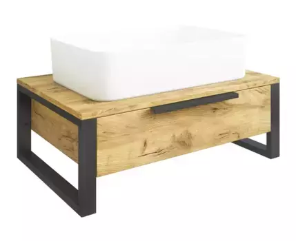 Тумба с раковиной «Sanflor» Гард 70 (Олимпия 56) подвесная Дуб крафт золотой/чёрный