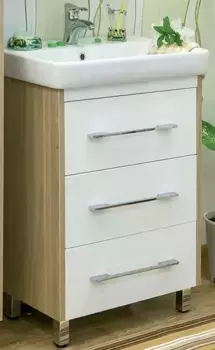 Тумба с раковиной «Sanflor» Ларго 60 (Фостер 60) белая/швейцарский вяз