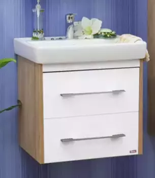 Тумба с раковиной «Sanflor» Ларго 60 (Фостер 60) подвесная белая/швейцарский вяз