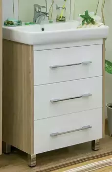 Тумба с раковиной «Sanflor» Ларго 70 (Фостер 70) белая/швейцарский вяз