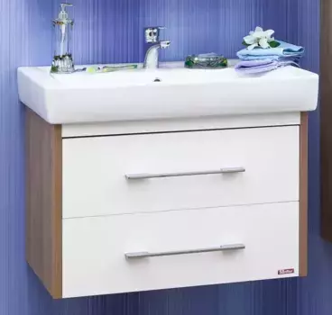 Тумба с раковиной «Sanflor» Ларго 70 (Фостер 70) подвесная белая/швейцарский вяз