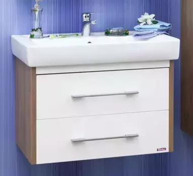 Тумба с раковиной «Sanflor» Ларго 80 (Фостер 80) подвесная белая/швейцарский вяз