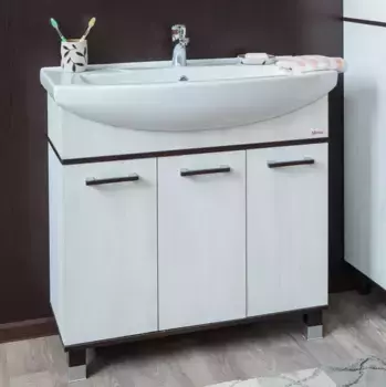 Тумба с раковиной «Sanflor» Толедо 85 (Элеганс 85) северное дерево светлое/венге