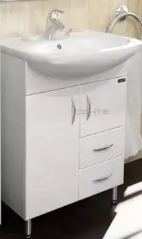 Тумба с раковиной «СанТа» Сити 60 с 2 ящиками (Уют 60) белая