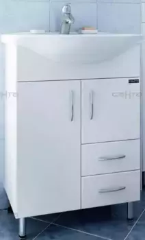 Тумба с раковиной «СанТа» Уют 55 с 2 ящиками (Уют 55) белая