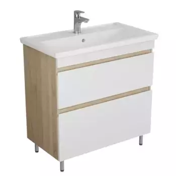 Тумба с раковиной «Uncoria» Арно 80 (Фостер 80) белый глянец/дуб Сонома