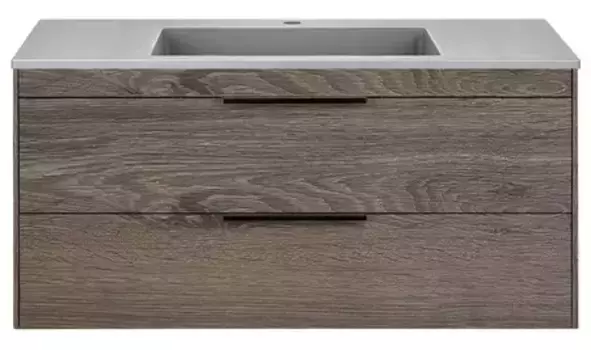 Тумба с раковиной «Vincea» Chiara 2D 100 (100/48 серая) подвесная тёмный дуб