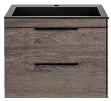 Тумба с раковиной «Vincea» Chiara 2D 60 (60/48 черная) подвесная тёмный дуб