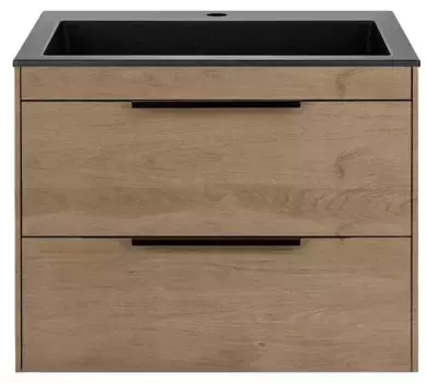 Тумба с раковиной «Vincea» Chiara 2D 60 (60/48 черная) подвесная натуральный дуб