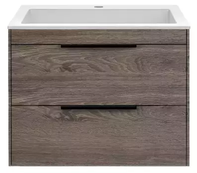 Тумба с раковиной «Vincea» Chiara 2D 60 (60/48 белая) подвесная тёмный дуб