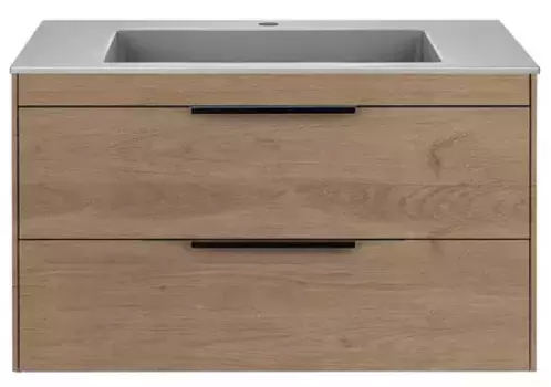 Тумба с раковиной «Vincea» Chiara 2D 80 (80/48 серая) подвесная натуральный дуб