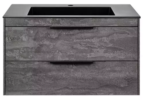 Тумба с раковиной «Vincea» Chiara 2D 80 (80/48 чёрная) подвесная серый камень
