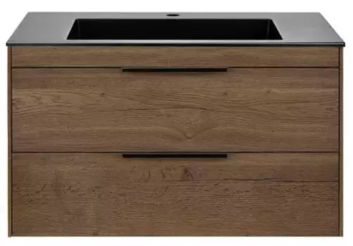 Тумба с раковиной «Vincea» Chiara 2D 80 (80/48 чёрная) подвесная дуб табак