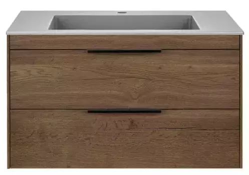 Тумба с раковиной «Vincea» Chiara 2D 80 (80/48 серая) подвесная дуб табак