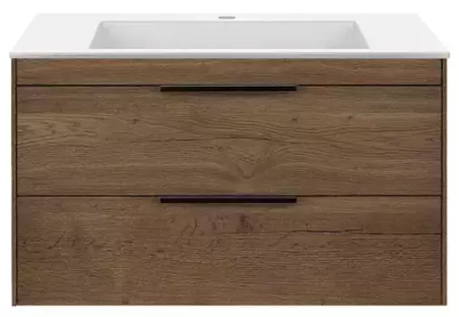 Тумба с раковиной «Vincea» Chiara 2D 80 (80/48 белая) подвесная дуб табак