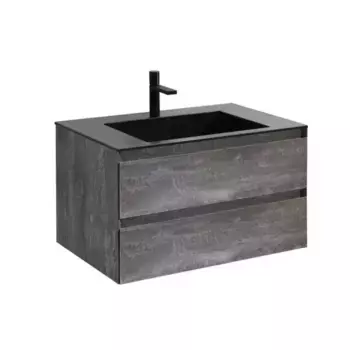 Тумба с раковиной «Vincea» Luka 80 с 2 ящиками (VCB-13800B чёрная) подвесная G.Stone