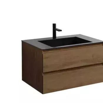 Тумба с раковиной «Vincea» Luka 80 с 2 ящиками (VCB-13800B чёрная) подвесная T.Oak
