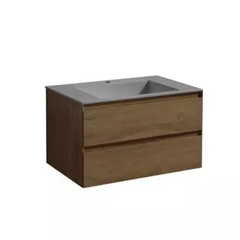 Тумба с раковиной «Vincea» Luka 80 с 2 ящиками (VCB-13800G серая) подвесная T.Oak