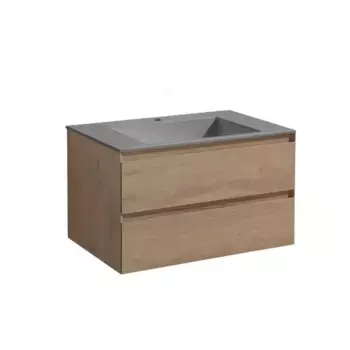 Тумба с раковиной «Vincea» Luka 80 с 2 ящиками (VCB-13800G серая) подвесная N.Oak