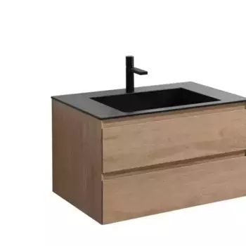 Тумба с раковиной «Vincea» Luka 80 с 2 ящиками (VCB-13800B чёрная) подвесная N.Oak