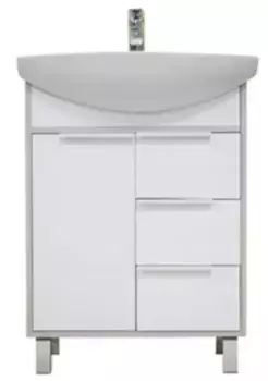 Уценка, Тумба с раковиной «Aquaton» Рико 65 (Смайл 65) белый/ясень фабрик