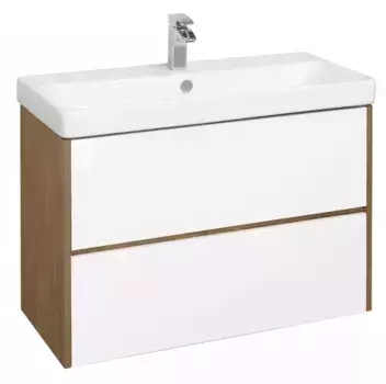 Уценка, Тумба с раковиной «Aquaton» Сканди 90 (Адриана 90) подвесная белый/дуб Рустикальный (488749)