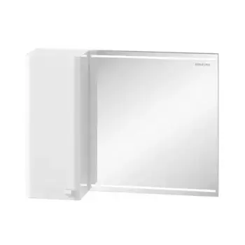 Уценка, Зеркало с шкафчиком «Edelform» Nota 90 с подсветкой белый глянец левый