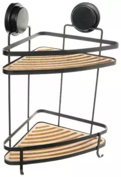 Угловая полка в ванну «Fixsen» Magic Store FX-920B-2 на стену чёрная/светлое дерево