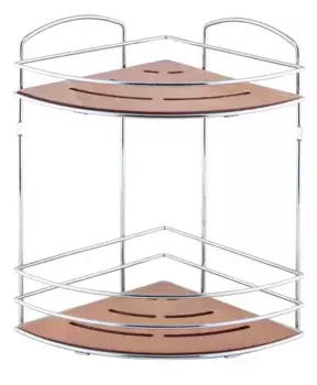 Угловая полка в ванну «Tekno-tel» BK074 на стену тёмное дерево/хром