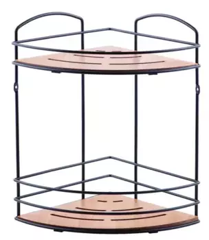 Угловая полка в ванну «Tekno-tel» BK074B на стену тёмное дерево/чёрная