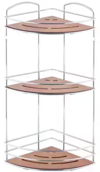 Угловая полка в ванну «Tekno-tel» BK075 на стену тёмное дерево/хром