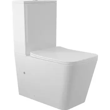 Унитаз компакт безободковый «Aqueduto» Macio AQDSMAC10 белый глянец с сиденьем дюропласт с микролифтом белое