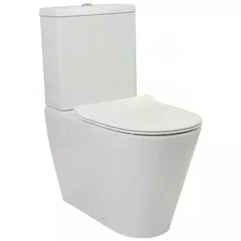 Унитаз компакт безободковый «Creo Ceramique» Greo белый с сиденьем дюропласт с микролифтом белое