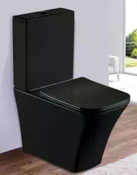 Унитаз компакт безободковый «Esbano» Crisan чёрный матовый с сиденьем дюропласт с микролифтом чёрное