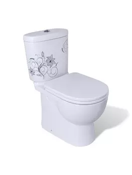 Унитаз компакт «Sanita Luxe» Art Flora белый с рисунком с сиденьем дюропласт с микролифтом белый