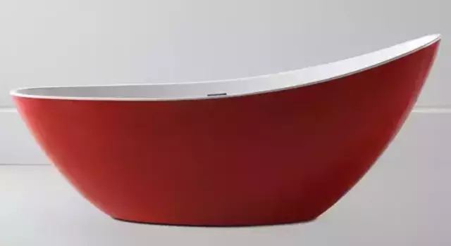 Ванна акриловая «Abber» AB9233R 184/79 с каркасом с сифоном красная/белая