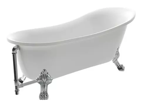 Ванна акриловая «Azario» Cardiff 170/76 с ножками с сифоном белая/хром