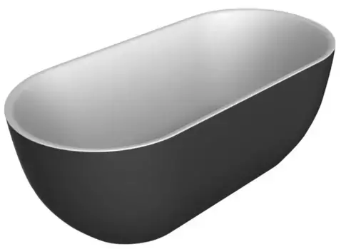 Ванна акриловая «Belbagno» BB70 150/80 с ножками без сифона белая/чёрная