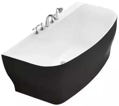 Ванна акриловая «Belbagno» BB74-NERO-W0 165/78 без перелива с ножками без сифона белая/чёрная