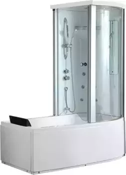 Ванна акриловая «Gemy» G8040 C R 170/85/220 с душевой кабиной с каркасом с сифоном белая правая